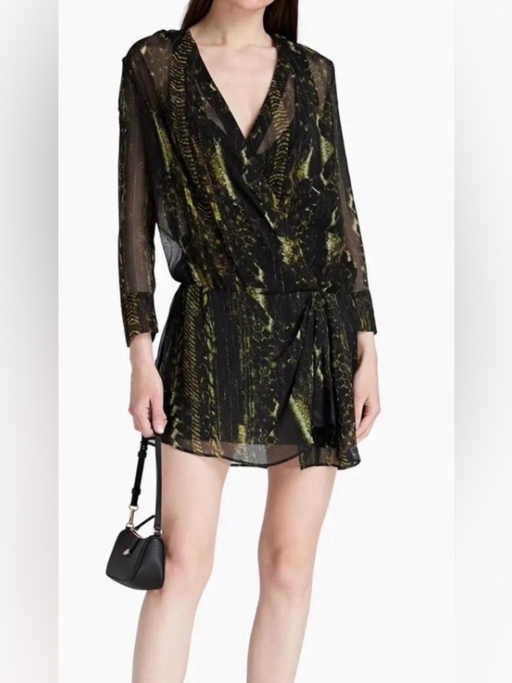 IRO Akley Black and Olive Mini Dress-